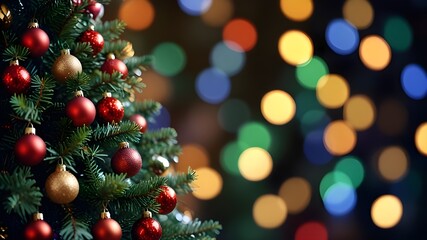 Close up of balls on christmas tree.
