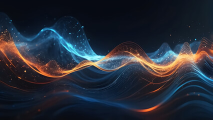 A vibrant and dynamic visualization of fractal realms with flowing lines, waves, and a mix of blue and pink colors