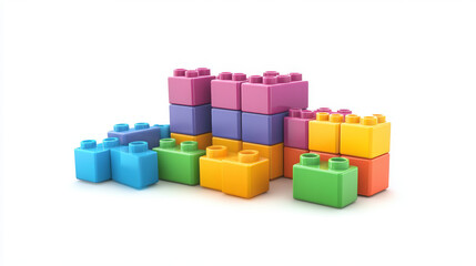 Brick block toy graphics designed for EPS 10 Vector format. Ideal for school or educational projects, or advertisements promoting building block play.