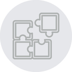 Puzzle Pieces Fitting Together Vector Line Grey Circle Grey
