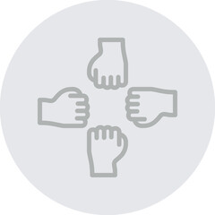 Joined Hands Vector Line Grey Circle Grey