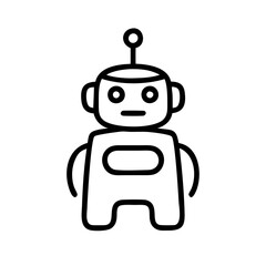 Obraz premium Cute robot cartoon icon character, line stoke isolated, graphic design sign