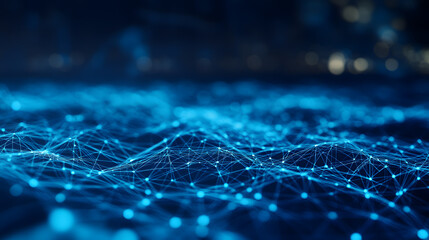 Abstract blue network of interconnected glowing points and lines