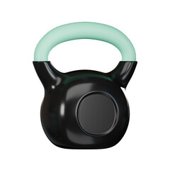 Kettlebell 3d icon isolated on transparent background, 3d rendering, 3d fitness icon