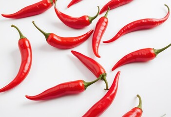 red hot chili peppers isolated on white background, full depth of field, ai