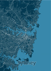  Sydney, Australia artistic blueprint map poster art