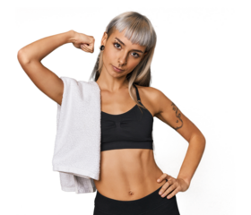 Young Caucasian woman in sportswear