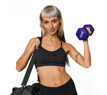 Young Caucasian lifting a weight in gym - Powered by Adobe