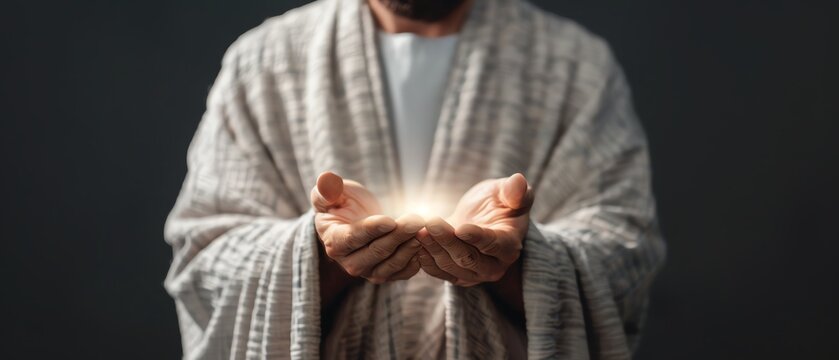 Jesus with glowing hands, spiritual healing
