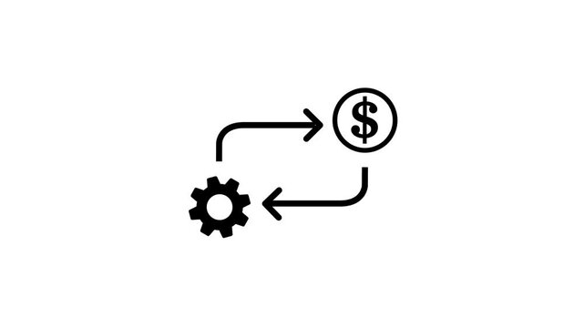 Financial management symbol, dollar management icon, dollar with gear while, currency management logotype background.