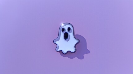 Halloween Ghost Enamel Pin on Purple Background