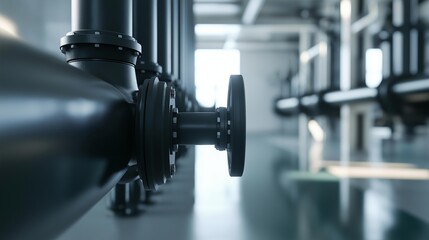 Naklejka premium Industrial PVC Pipeline in a Water Treatment Facility with Focus on Valve