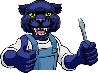 Panther Electrician Handyman Holding Screwdriver