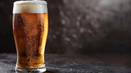 Beer glass with foam and splash, crisp and fresh