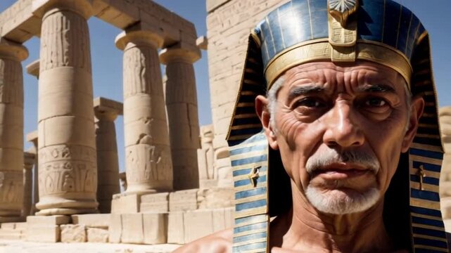 Portrait of an ancient Egyptian pharaoh. Possibly Amenhotep, Djoser, Cheops, Ramses or Tutankhamun