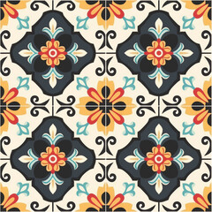 Multi-colored geometric floral pattern