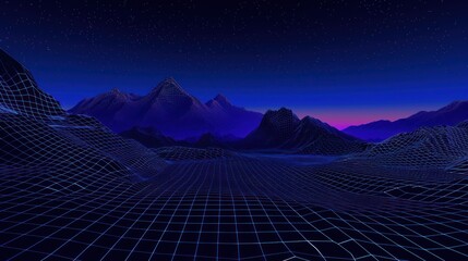 Retrofuturistic Mountain Landscape