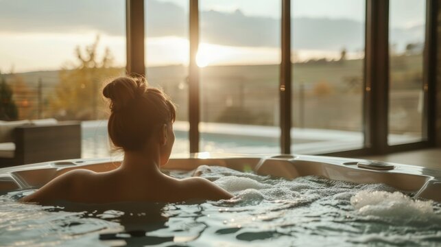 A person relaxing in a luxurious home spa.