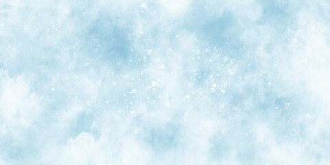 beautiful blue watercolor background with glitter particles, light blue bokeh background for design, Abstract blue background with snowflakes floating randomly, blue grunge texture with bokeh.