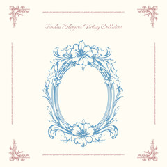 Antique decorative frame with exquisite classic frames, curls. Vector vintage illustration