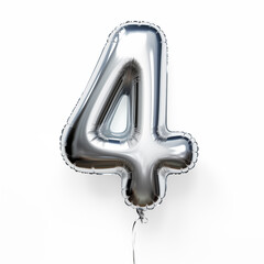 foil balloon number 4 on a white background 