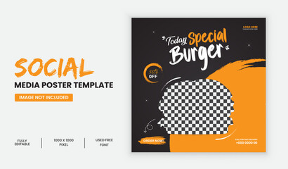 Delicious burger and food menu social media banner template