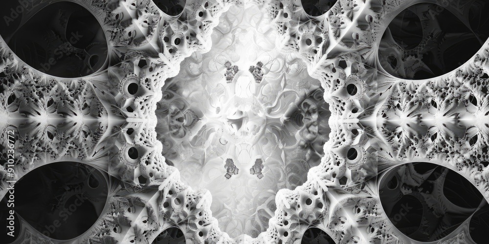 Sticker Monochrome photograph featuring geometric fractal design