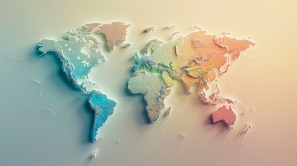 Fototapeta premium detailed world map outline with country borders marked, set against a soft gradient background