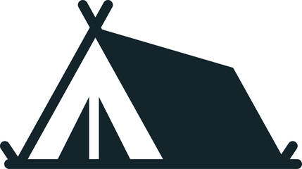 Minimalist camping tent icon representing outdoor adventure