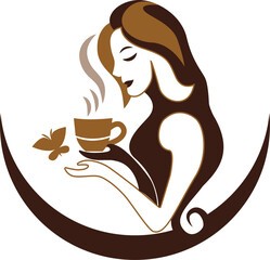 girl with cup of vector logo