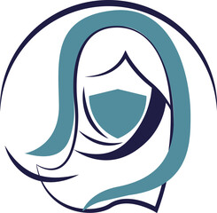 A creative logo with covered girl