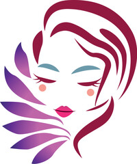 A creative fashion logo with woman floral face 