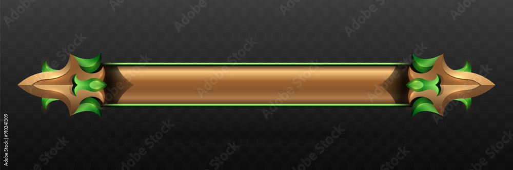 Wall mural fantasy game title lower third banner in gold and abstract green for game ui designs