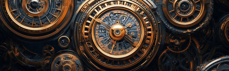 Gold and black clockwork gears