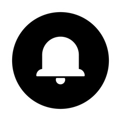 Notification alarm vector icon, white color design with black color circle background.