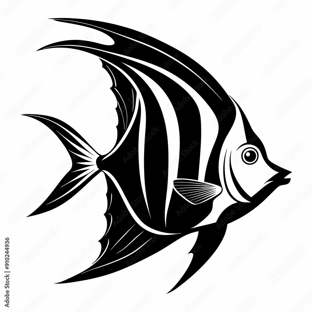 Wall mural Angelfish Black silhouette