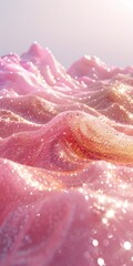 Fototapeta premium A mesmerizing close-up of pink, glittering waves, creating a dreamy and ethereal atmosphere filled with soft light.