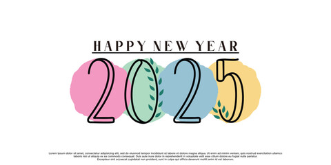 2025 happy new year logo design premium vector