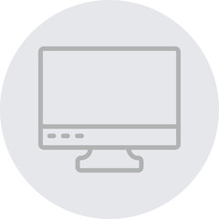 3166-Monitor Screen Vector Line Grey Circle Grey