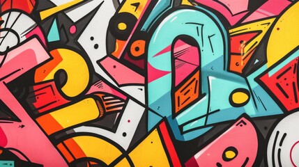 Graffiti symbols, featuring bold lines and dynamic shapes for an urban feel