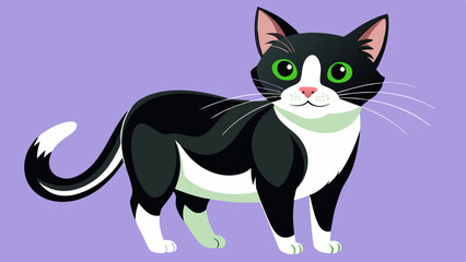 Cat soled black and white color vector art illustration