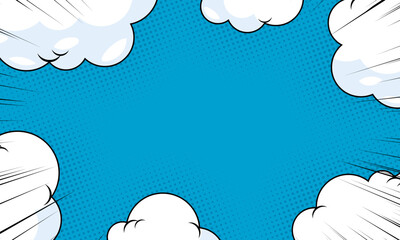 Blue comic background with cloud cartoon element