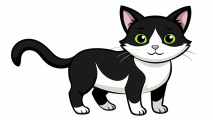 Cat soled black and white color vector art illustration