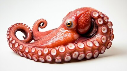 An octopus is shown on a white background