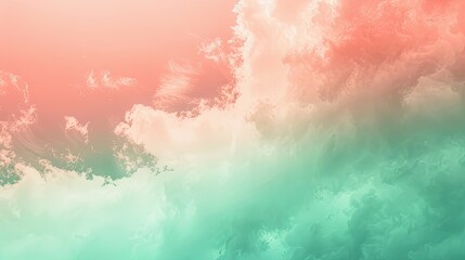 Fototapeta premium Serene Pastel Green and Coral Gradient with Seamless Transitions