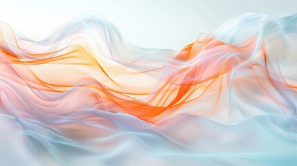 Serene Pastel Orange and Blue Abstract Waves on White Background