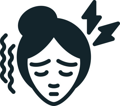 recommend clip art: Woman suffering from fever headache and shivering