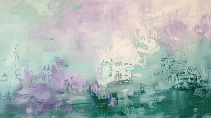 Serene Pastel Mint and Lavender Brush Strokes on Textured Canvas