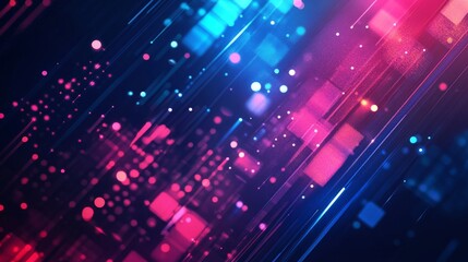 A vibrant abstract background featuring blue and pink glowing elements, creating a dynamic and energetic atmosphere.