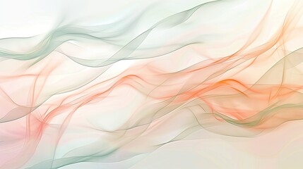 Obraz premium Tranquil Pastel Peach and Mint Abstract Waves on White Background